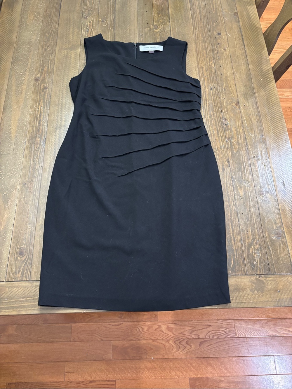 Marc New York Black Sleeveless Ruffle Sheath Midi Dress